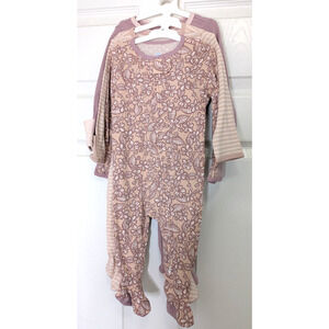 Cloud Island 3 Pack Girls Sleepers 6-9 Months Pink Floral Stripes